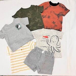 Kids Graphic and Patterned T-Shirts and Shorts Set